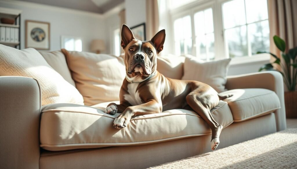 American Staffordshire Terrier in a safe home environment