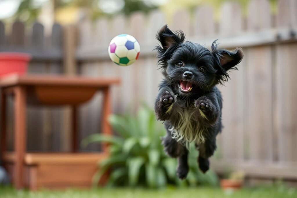 Affenpinscher displaying playful, entertaining behavior