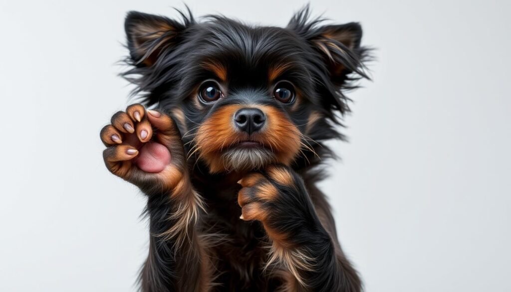 Affenpinscher in amusing monkey-like pose