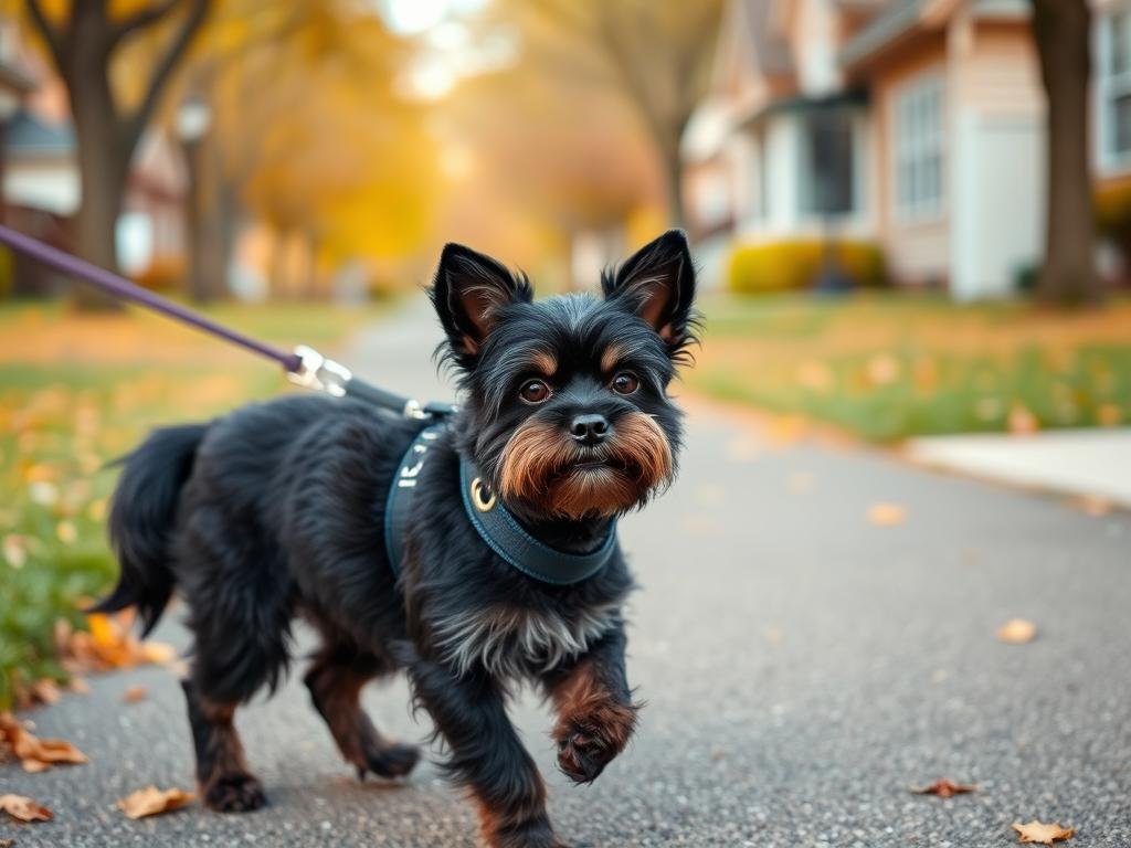 Affenpinscher on daily neighborhood walk