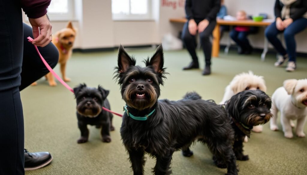 Affenpinscher participating in training class