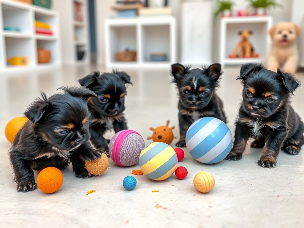 Affenpinscher puppies in socialization environment