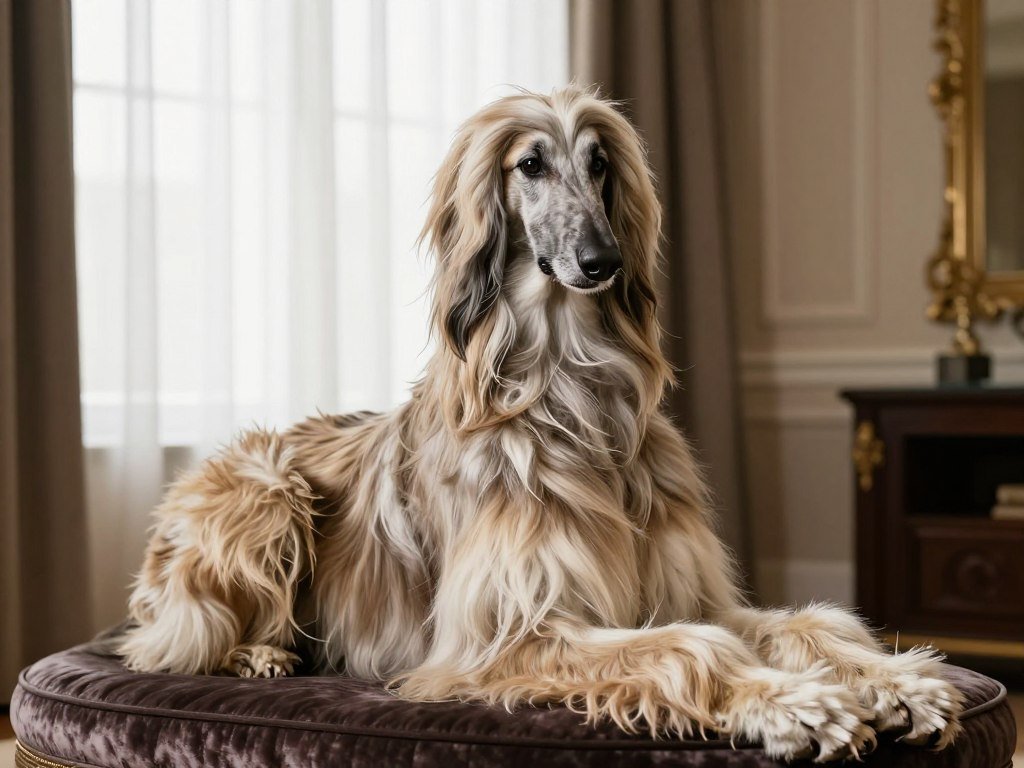 Afghan Hound displaying typical aloof but elegant demeanor