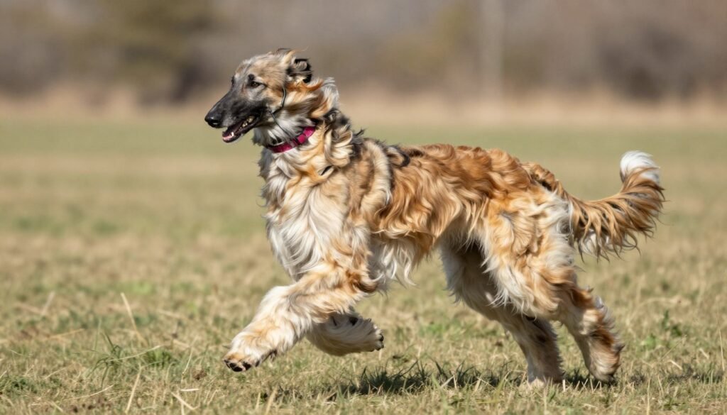 Afghan Hound in motion showing gait and movement