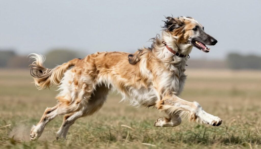 Afghan Hound running at full speed showing athletic ability