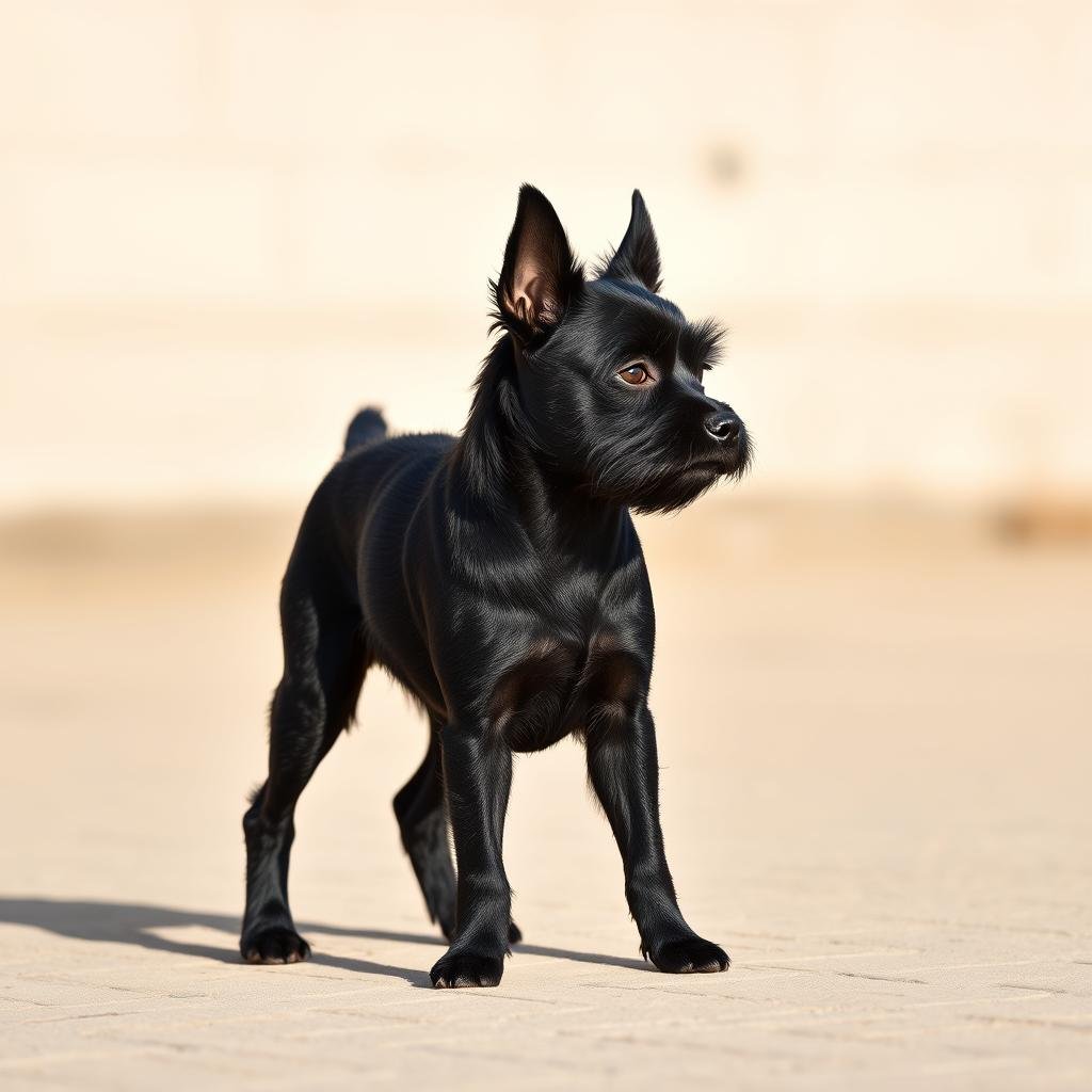 Full body profile of Affenpinscher showing breed standard proportions