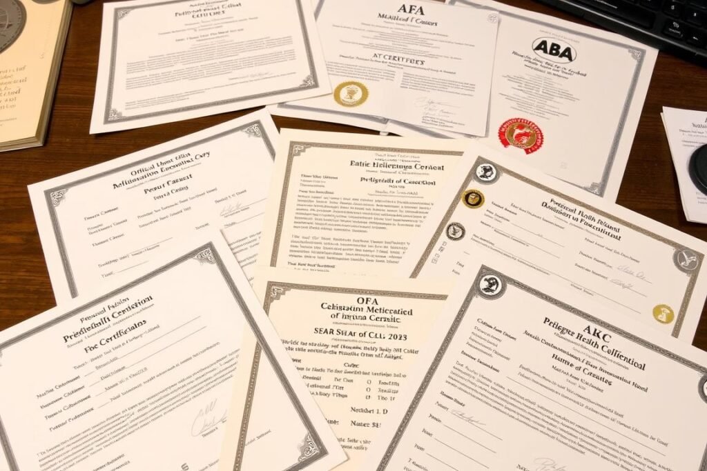 Health certificates and breeding documentation