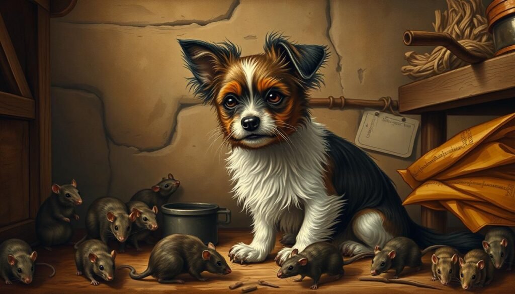 Historical illustration showing Affenpinscher breed development in Germany