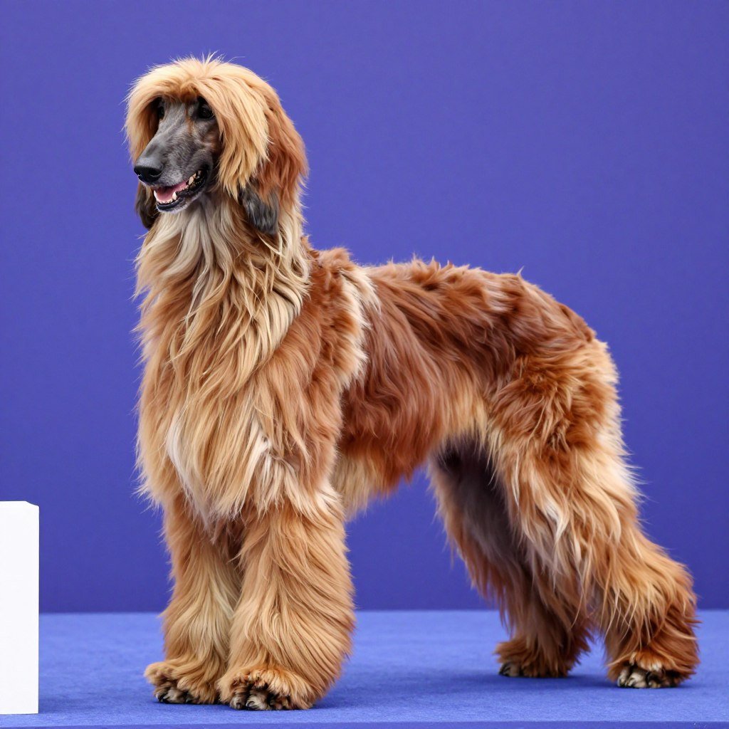 Red Afghan Hound with rich coat coloring