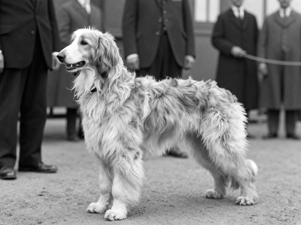 Vintage photograph of early Afghan Hound in United States