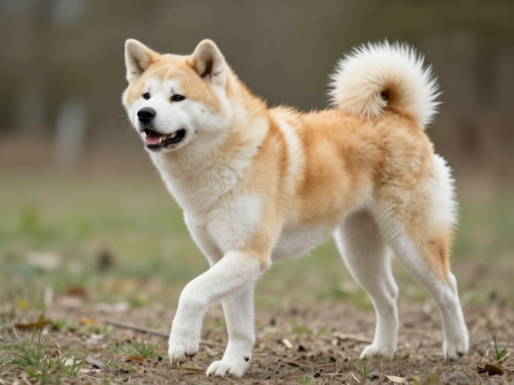 Akita dog displaying natural instinctive behavior
