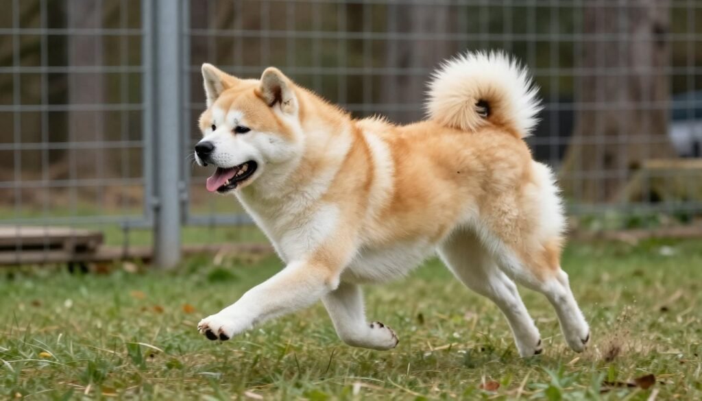 Akita dog enjoying outdoor exercise and activity