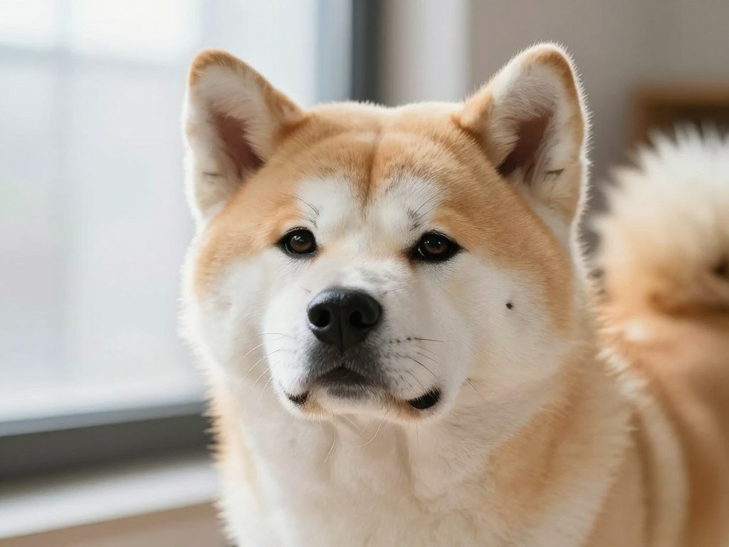 Akita dog showing alert, intelligent expression