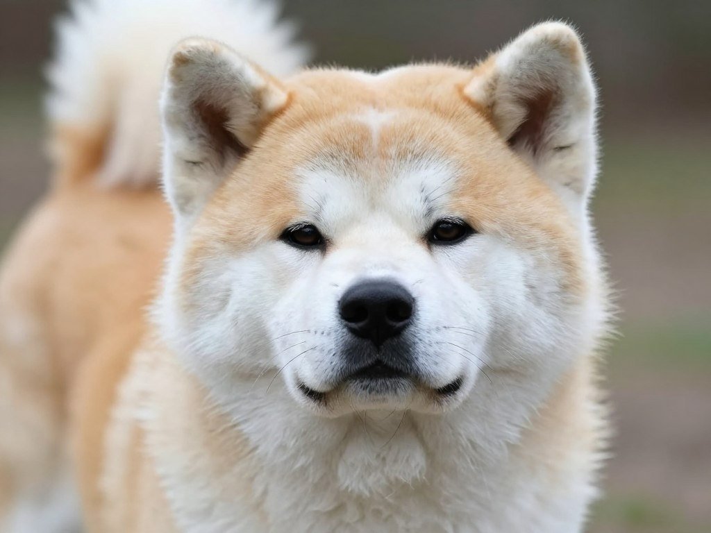 Akita dog showing characteristic facial markings and urajiro