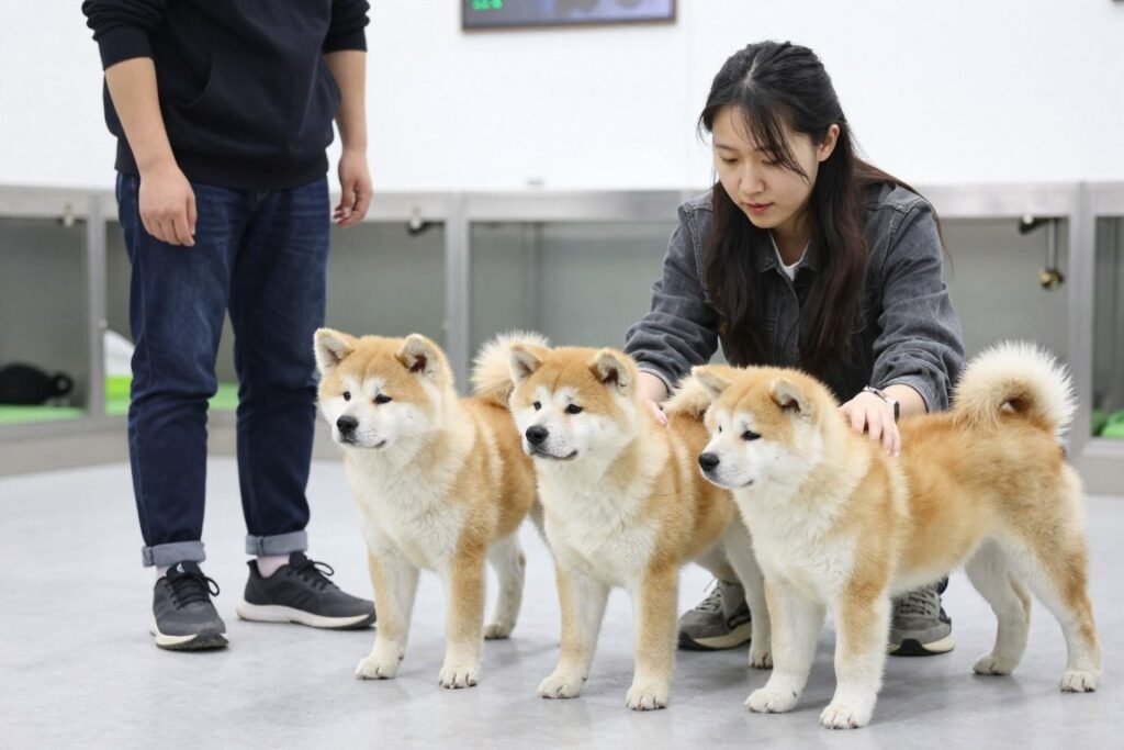 Akita puppies with responsible breeder
