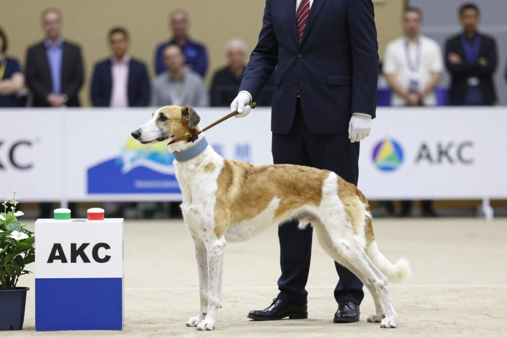 American Foxhound being judged at AKC conformation show