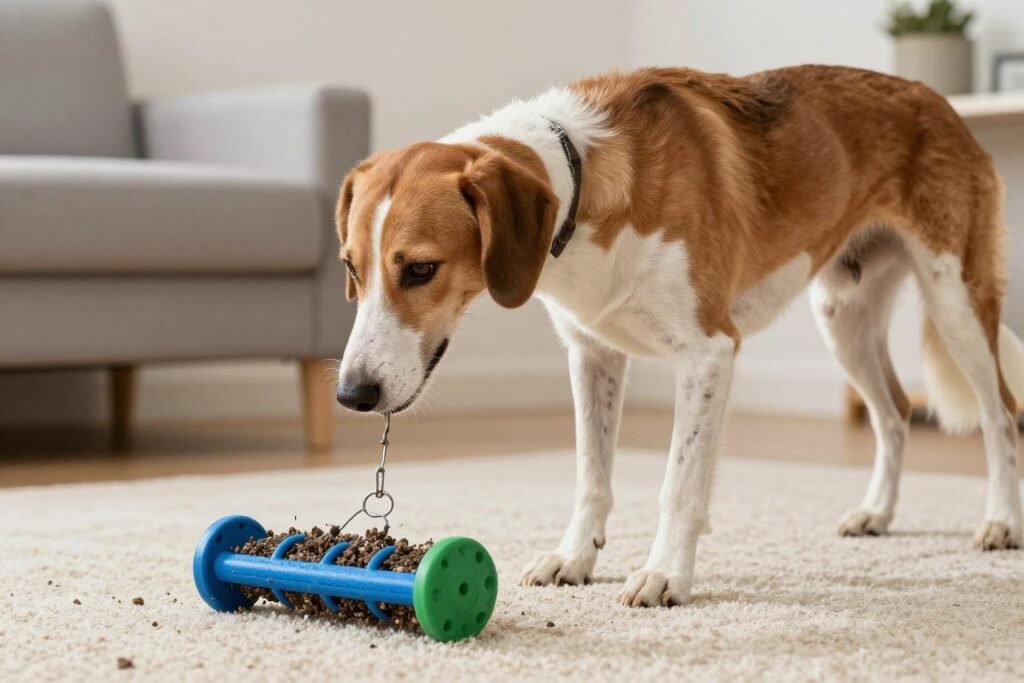 American Foxhound engaged in mental stimulation activity