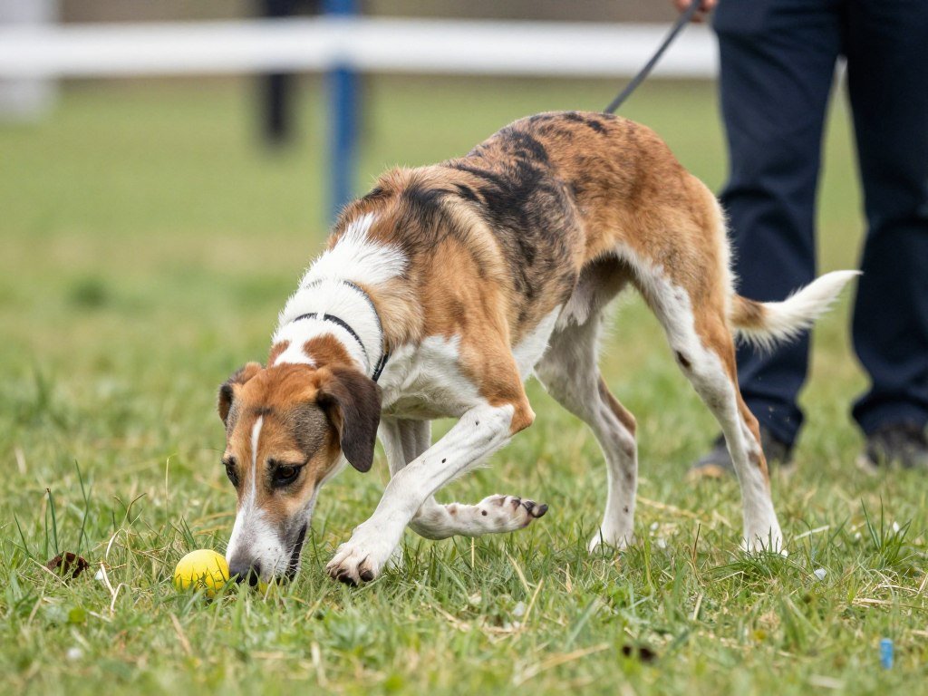 American Foxhound engaged in scent work activity