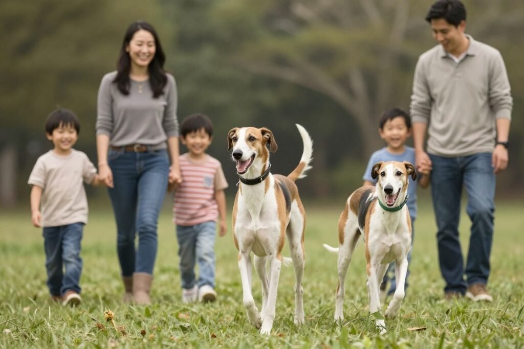 American Foxhound enjoying outdoor activities with family