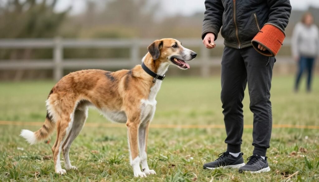 American Foxhound in training session with owner