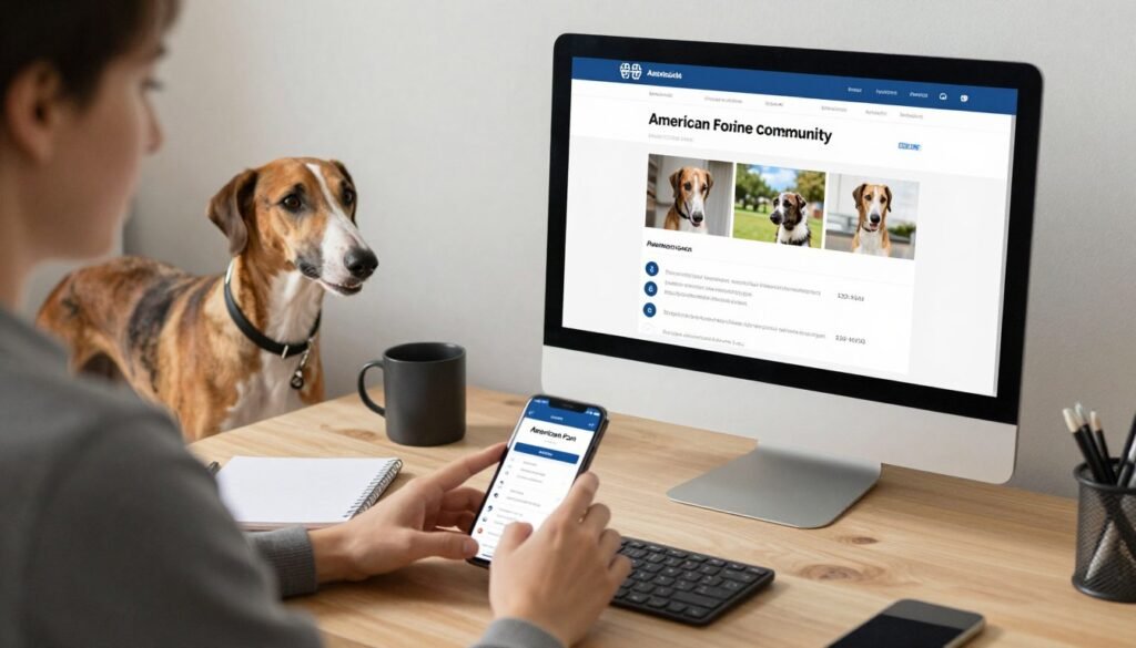 American Foxhound owner using online resources