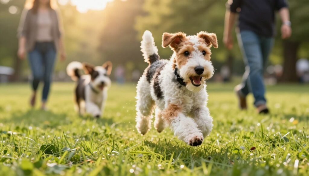Bedlington Terrier enjoying outdoor exercise