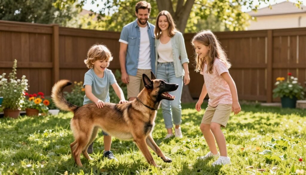 Belgian Malinois family interaction