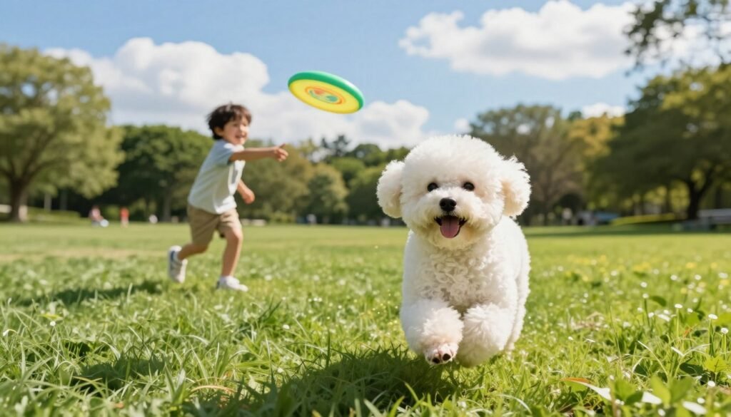 Bichon Frise exercise and playful companion Bichon Frise exercise and playful companion