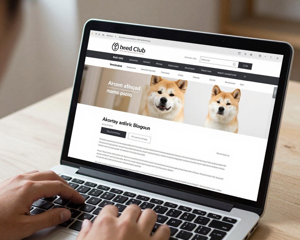 Person researching Akita information online