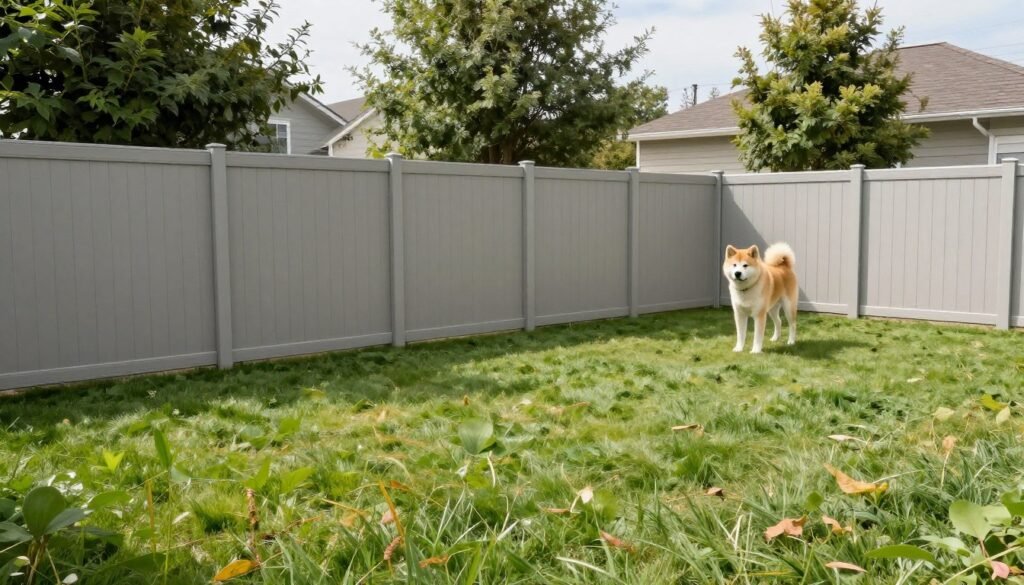Securely fenced yard suitable for Akita dogs