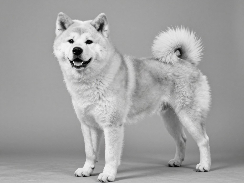 Vintage photograph of early Akita dog from mid-20th century