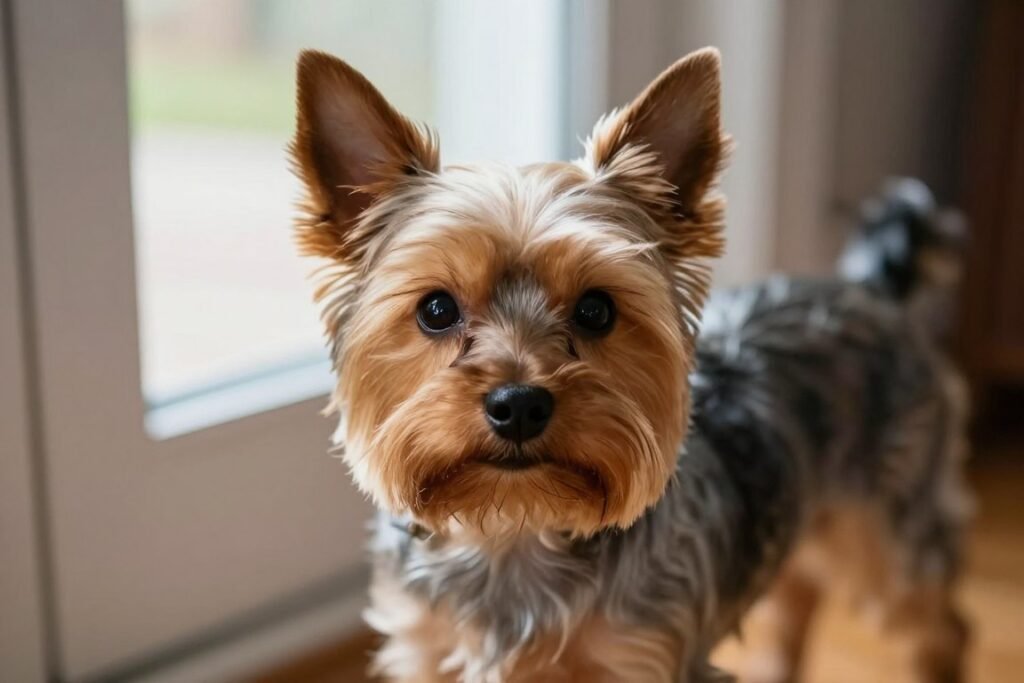 Yorkshire Terrier alert and watching