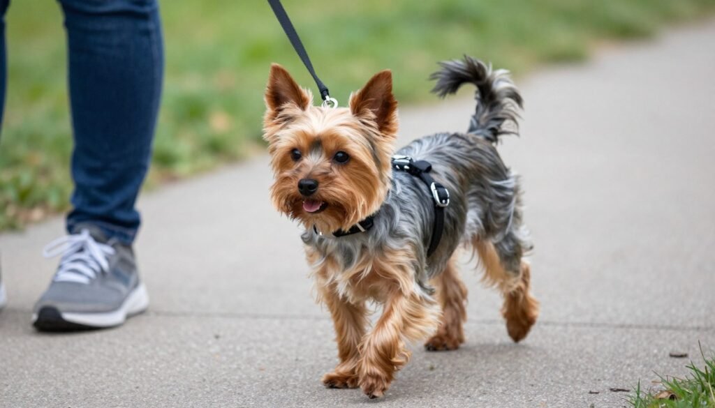 Yorkshire Terrier enjoying outdoor walk
