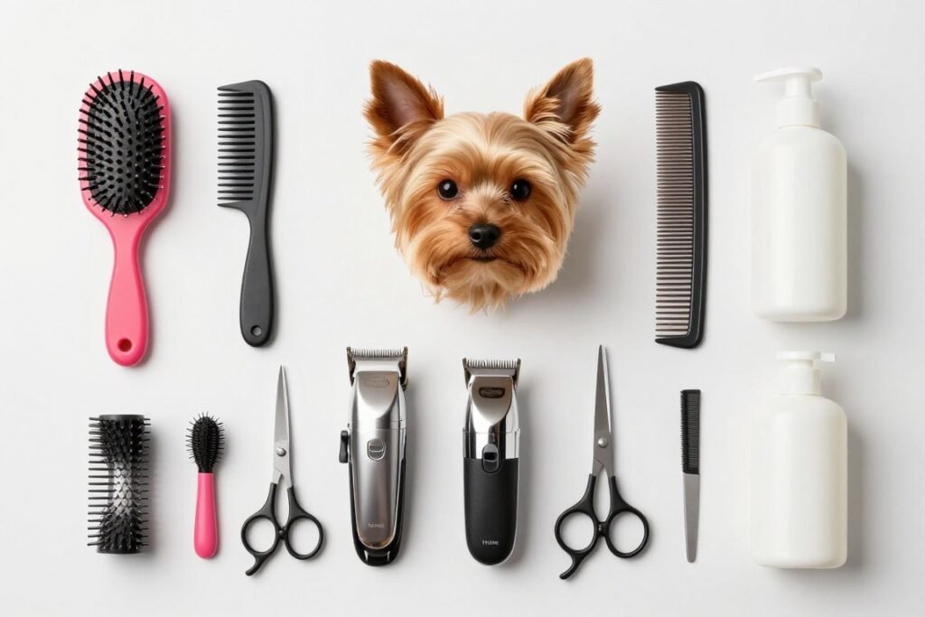 Yorkshire Terrier grooming tools and supplies