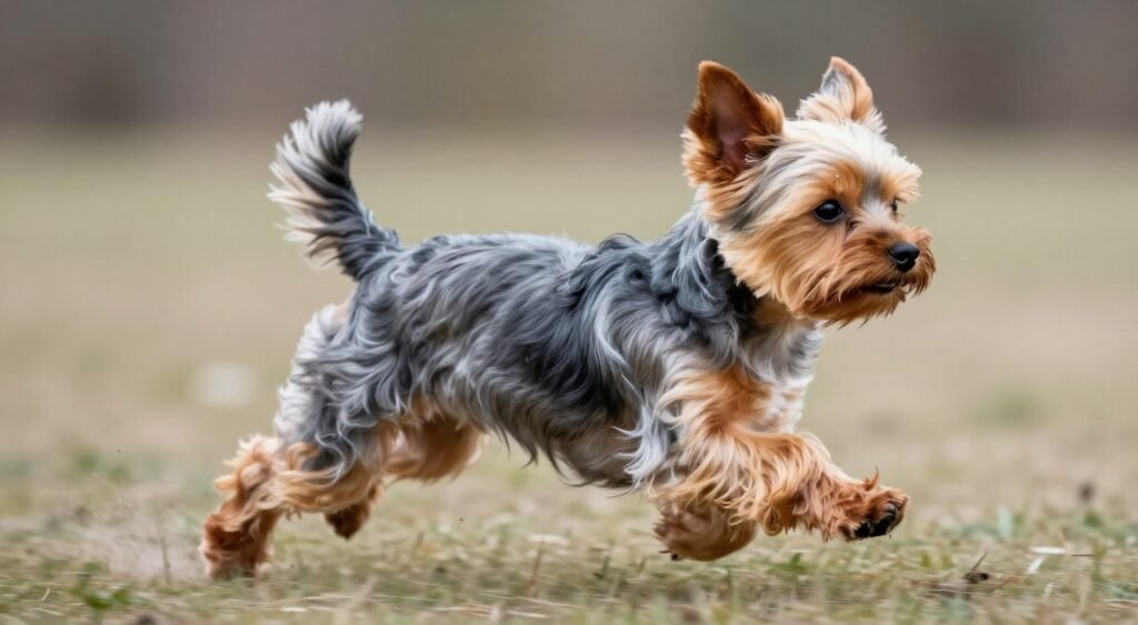Yorkshire Terrier in motion showing gait and movement