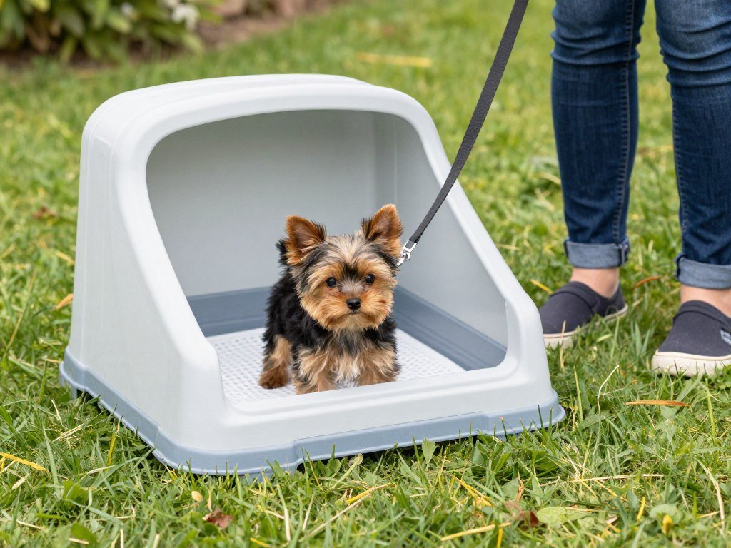 Yorkshire Terrier puppy during housetraining