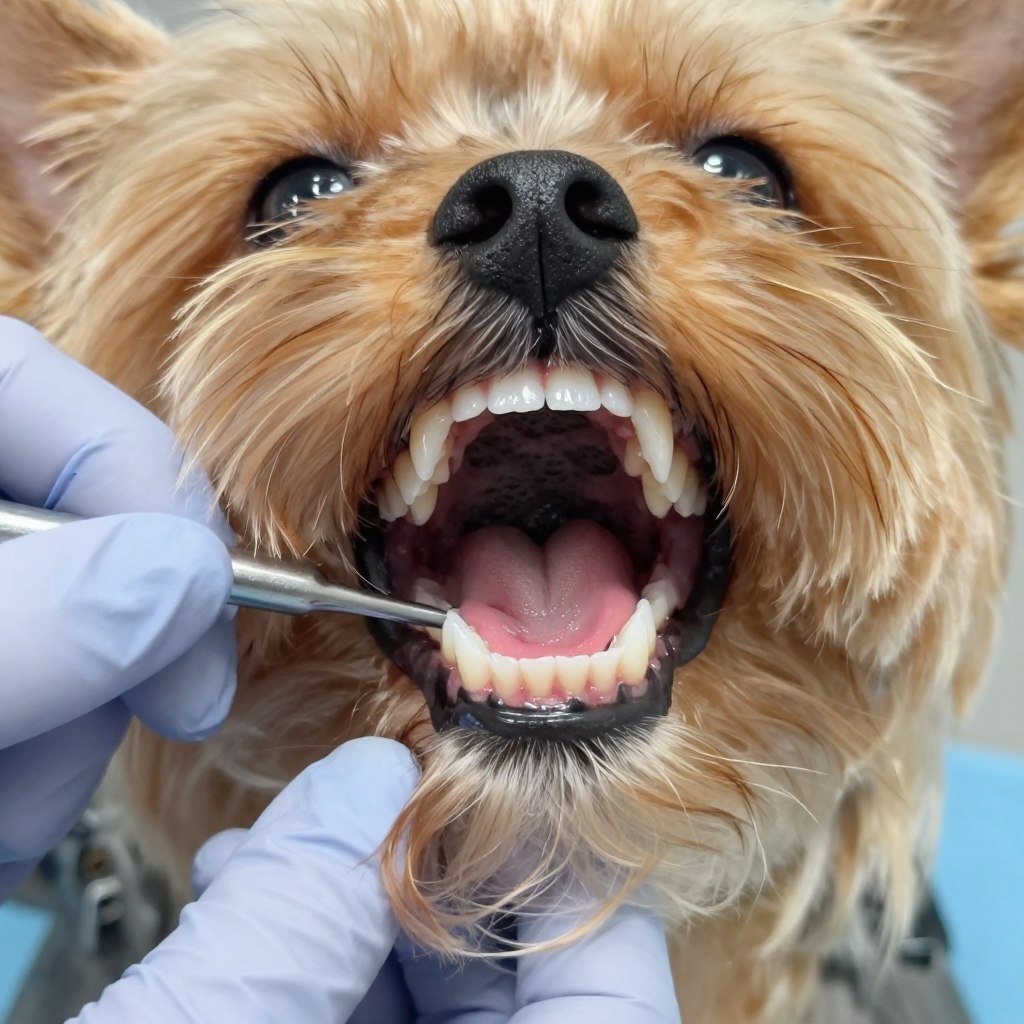 Yorkshire Terrier teeth showing need for dental care