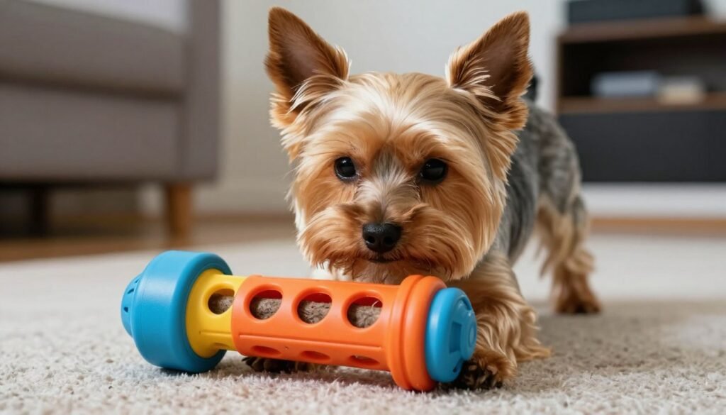 Yorkshire Terrier with puzzle toy
